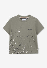 Hugo Boss Kids Baby Boys Paint Splatter Logo T-shirt Green J52468/724_GREEN