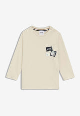 Hugo Boss Kids Baby Boys Logo Badges Long-Sleeved T-shirt Sand J52473/21C_SAND