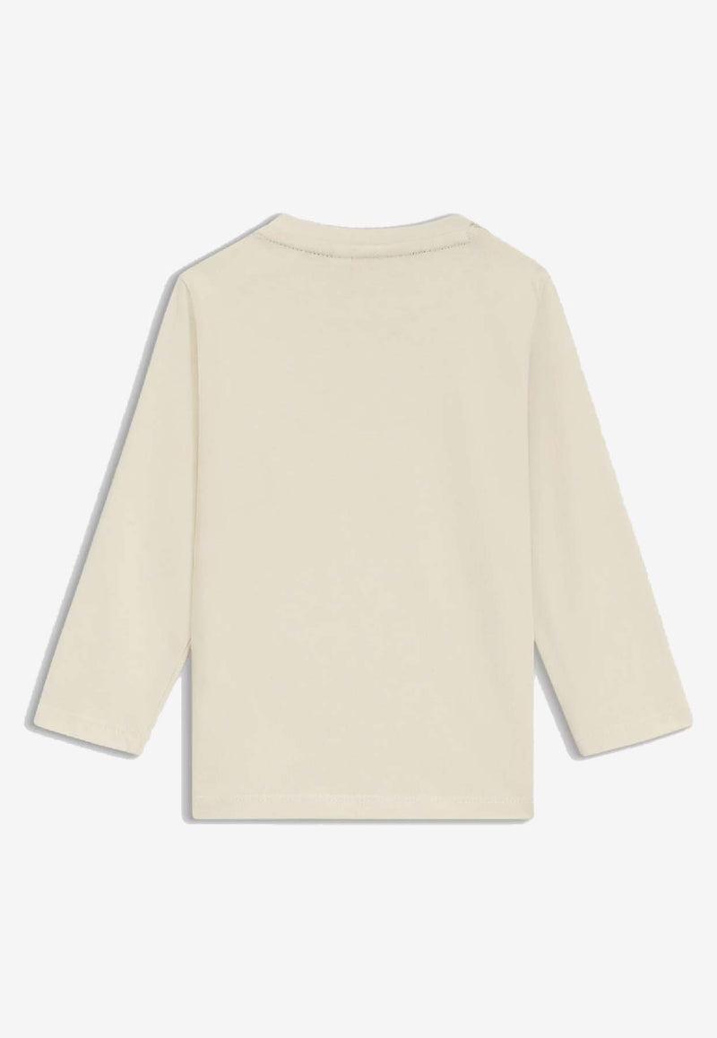 Hugo Boss Kids Baby Boys Logo Badges Long-Sleeved T-shirt Sand J52473/21C_SAND