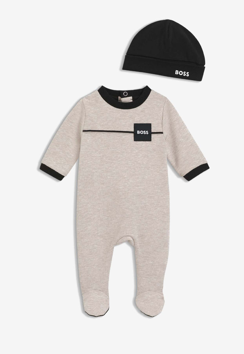 Hugo Boss Kids Baby Boys Logo Patch Onesie Gift Set - Set of 2 Off-white J52487/B51_OFF-WHITE
