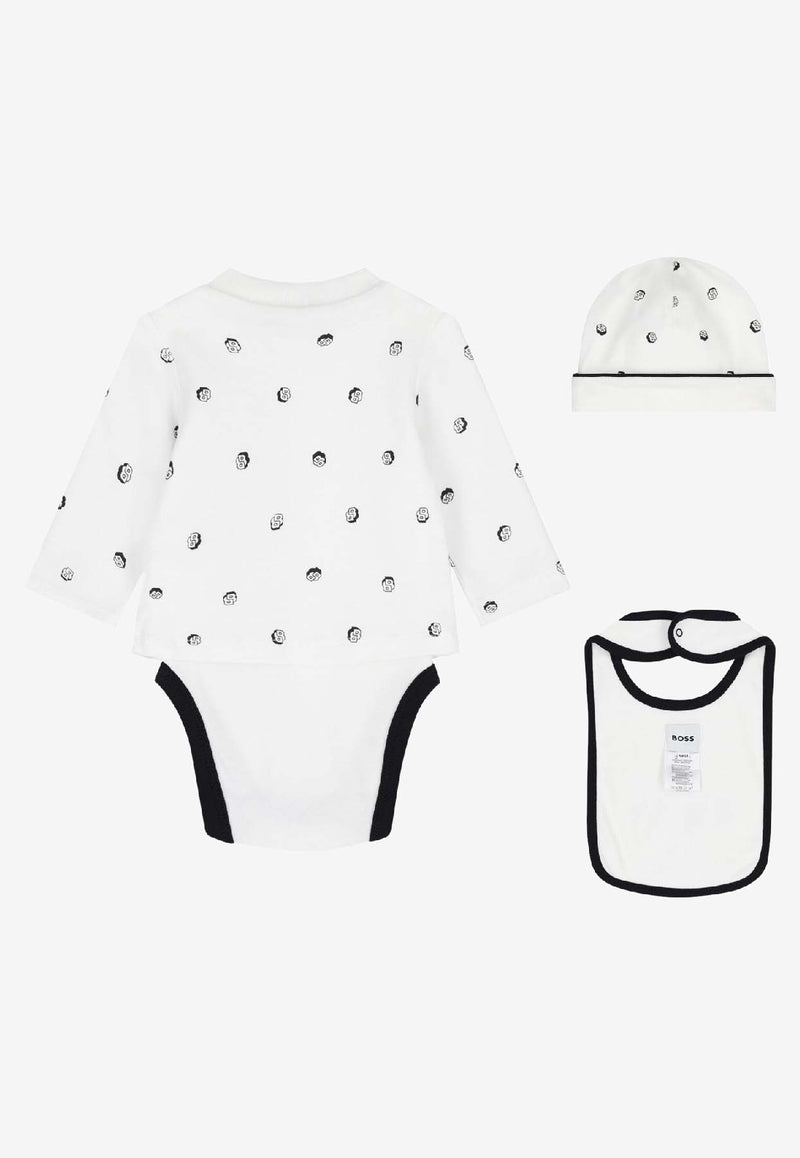 Hugo Boss Kids Baby Boys Logo Print Onesie Gift Set - Set of 3 White J52490/10P_WHITE