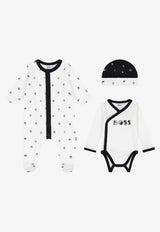 Hugo Boss Kids Baby Boys Logo Print Sleepsuit Gift Set - Set of 3 White J52492/10P_WHITE