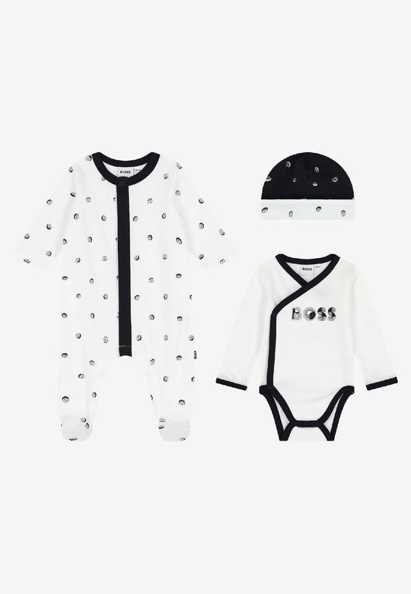 Hugo Boss Kids Baby Boys Logo Print Sleepsuit Gift Set - Set of 3 White J52492/10P_WHITE
