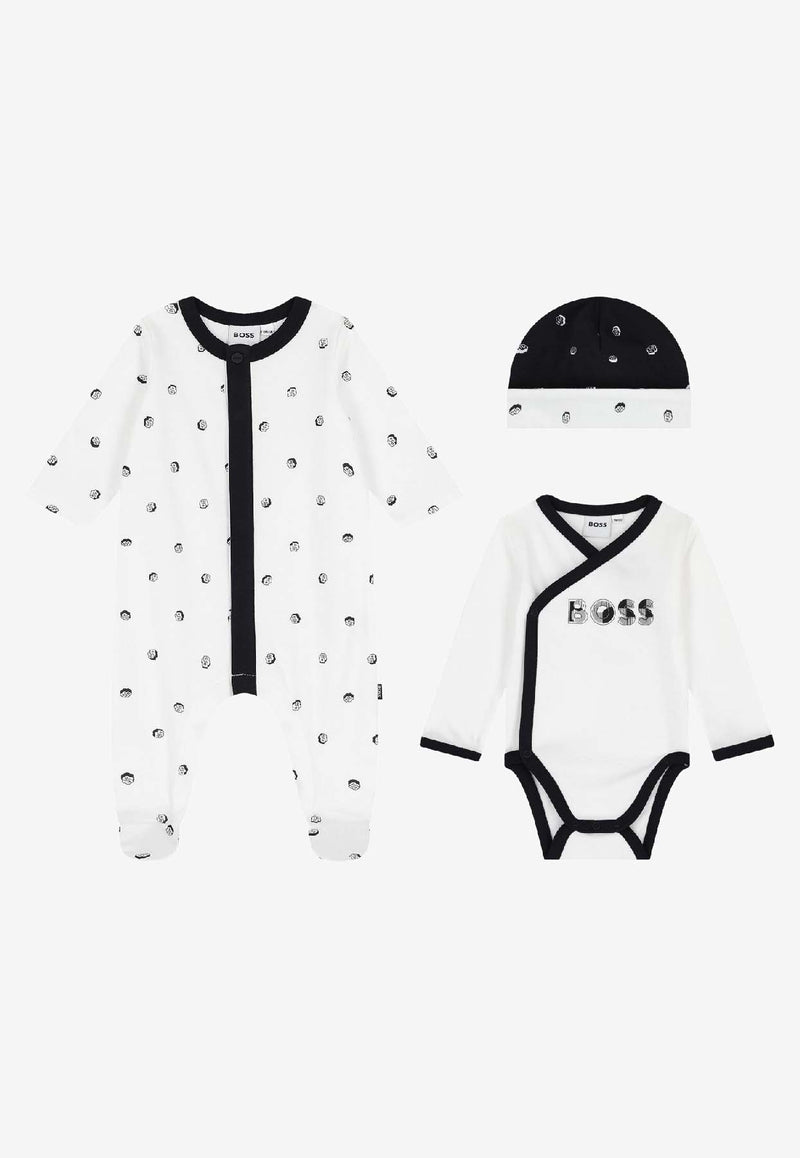Hugo Boss Kids Baby Boys Logo Print Sleepsuit Gift Set - Set of 3 White J52492/10P_WHITE