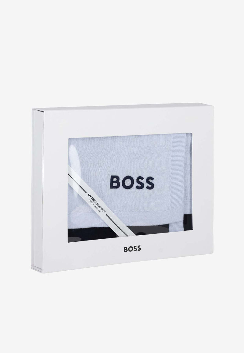 Hugo Boss Kids Baby Boys Logo Square Blanket Light Blue J52600/771_LIGHT BLUE