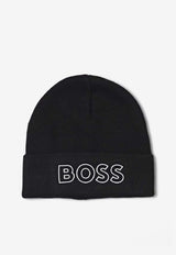 Hugo Boss Kids Boys Contrasting Logo Beanie Black J52617/09B_BLACK
