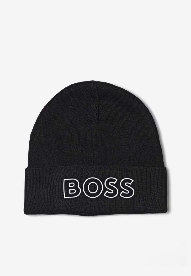 Hugo Boss Kids Boys Contrasting Logo Beanie Black J52617/09B_BLACK