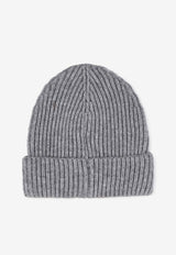 Hugo Boss Kids Boys Logo Patch Ribbed Knit Beanie Gray J52619/A46_GREY