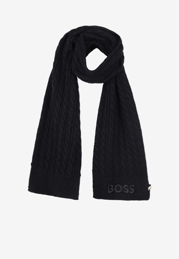 Hugo Boss Kids Boys Cable-Knit Scarf Black J52634/09B_BLACK