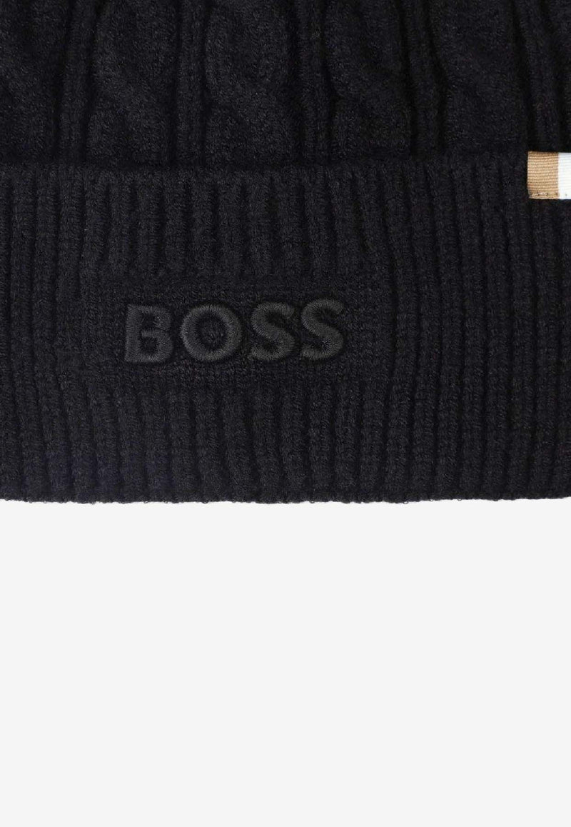 Hugo Boss Kids Boys Cable-Knit Scarf Black J52634/09B_BLACK
