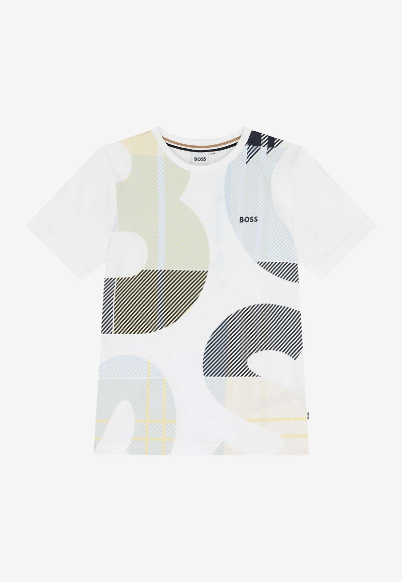 Hugo Boss Kids Boys Logo Print T-shirt White J52721/10P_WHITE