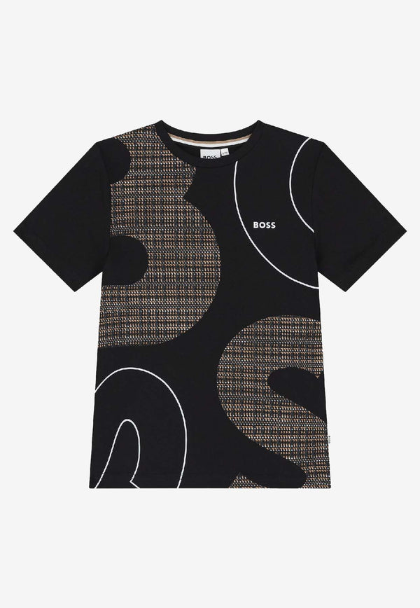Hugo Boss Kids Boys Logo Print T-shirt Black J52724/09B_BLACK