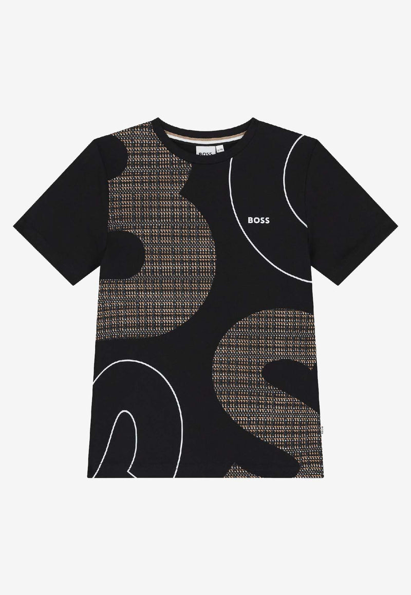 Hugo Boss Kids Boys Logo Print T-shirt Black J52724/09B_BLACK