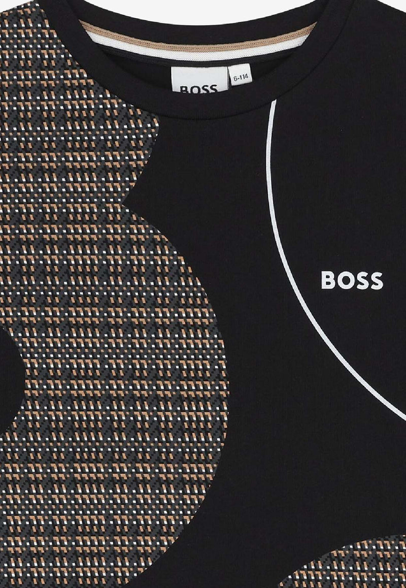 Hugo Boss Kids Boys Logo Print T-shirt Black J52724/09B_BLACK