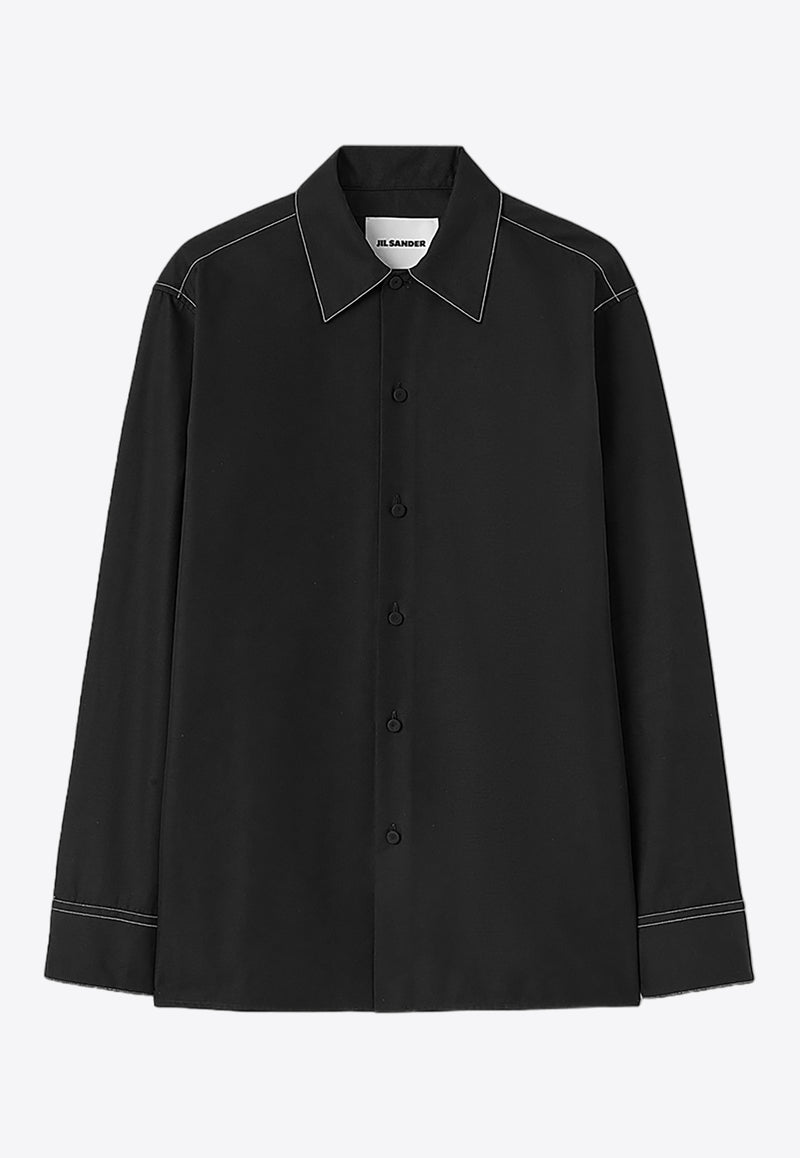 Jil Sander Long-Sleeved Shirt with Contrast Stitching Black J61DL0020BLACK