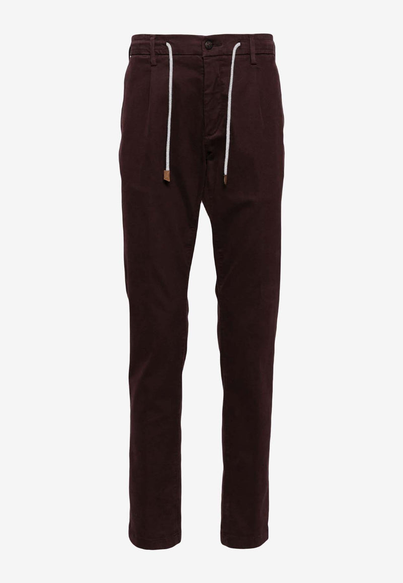 Eleventy Drawstring Slim-Fit Pants J75PANB21-TET0H002-24BURGUNDY