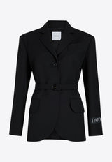 Patou Single-Breasted Belted Blazer Black JA038-0103BLACK