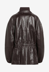 The Frankie Shop Plum Carnaby Leather Jacket Plum JAFS21487LE/S_THE-287