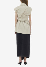 Goen J Sleeveless Knotted Shirt Beige