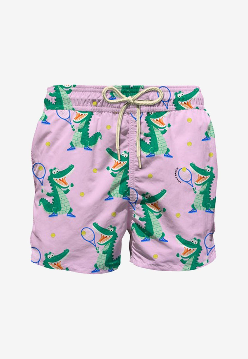 MC2 Saint Barth Kids Boys Croco Tennis Swim Shorts Lilac JEA0004_LILAC