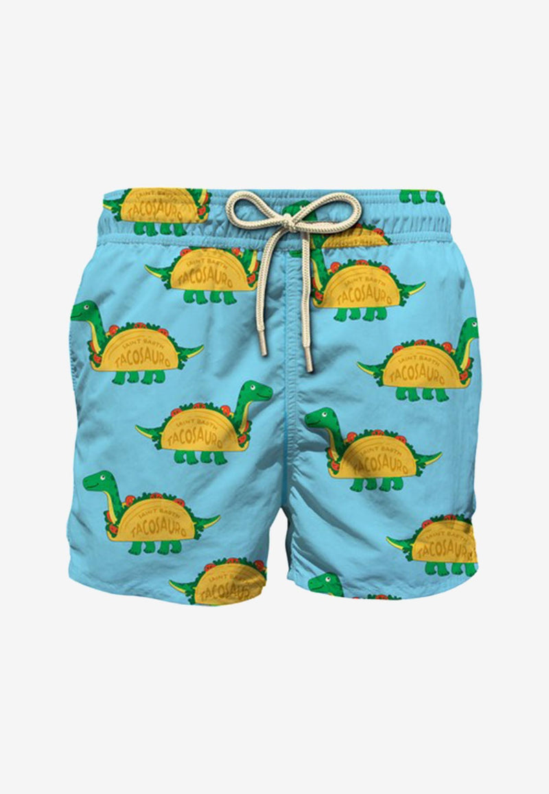 MC2 Saint Barth Kids Boys Tacosauro Print Swim Shorts Blue JEA0004_TURQUOISE