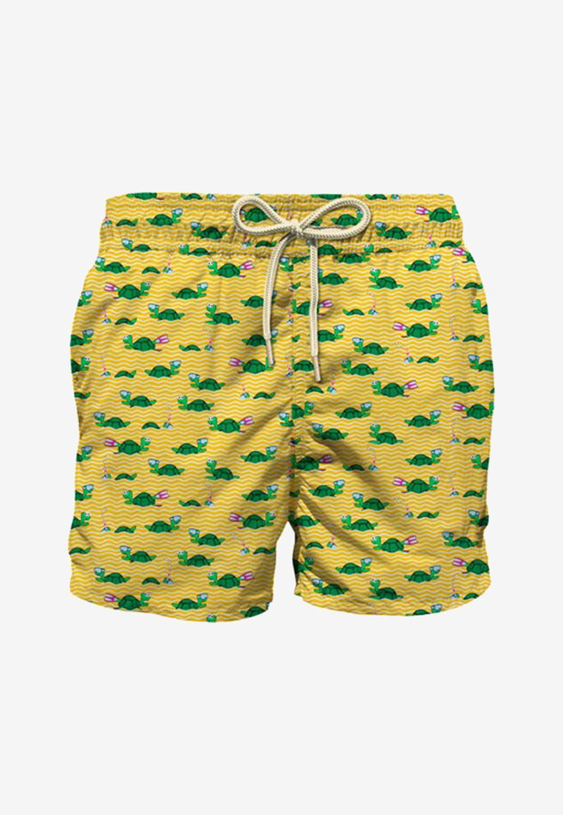 MC2 Saint Barth Kids Boys Turtle Print Swim Shorts Yellow JEA0004_YELLOW
