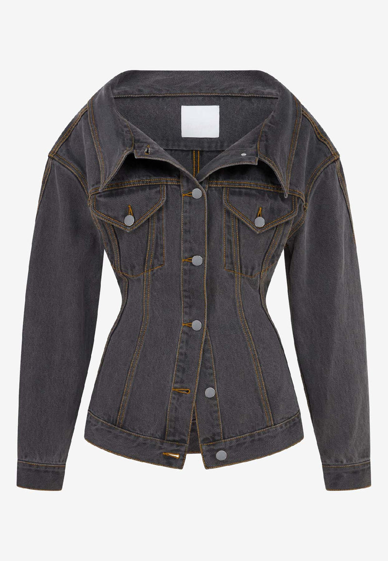 Paris Georgia Jemimah Denim Fitted Jacket Gray JEMDJ001-CHA_CHARCOAL