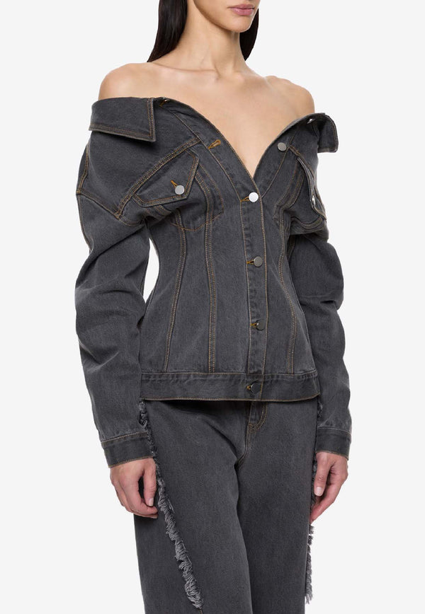 Paris Georgia Jemimah Denim Fitted Jacket Gray JEMDJ001-CHA_CHARCOAL