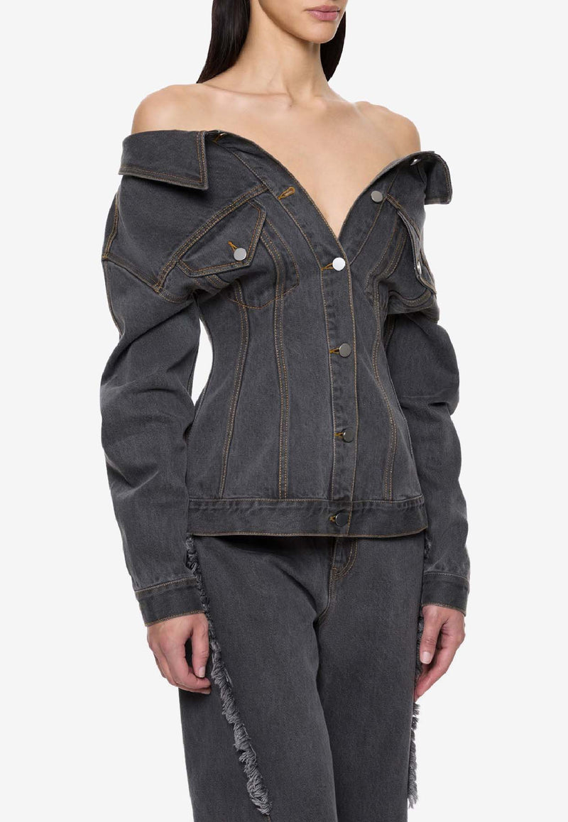 Paris Georgia Jemimah Denim Fitted Jacket Gray JEMDJ001-CHA_CHARCOAL
