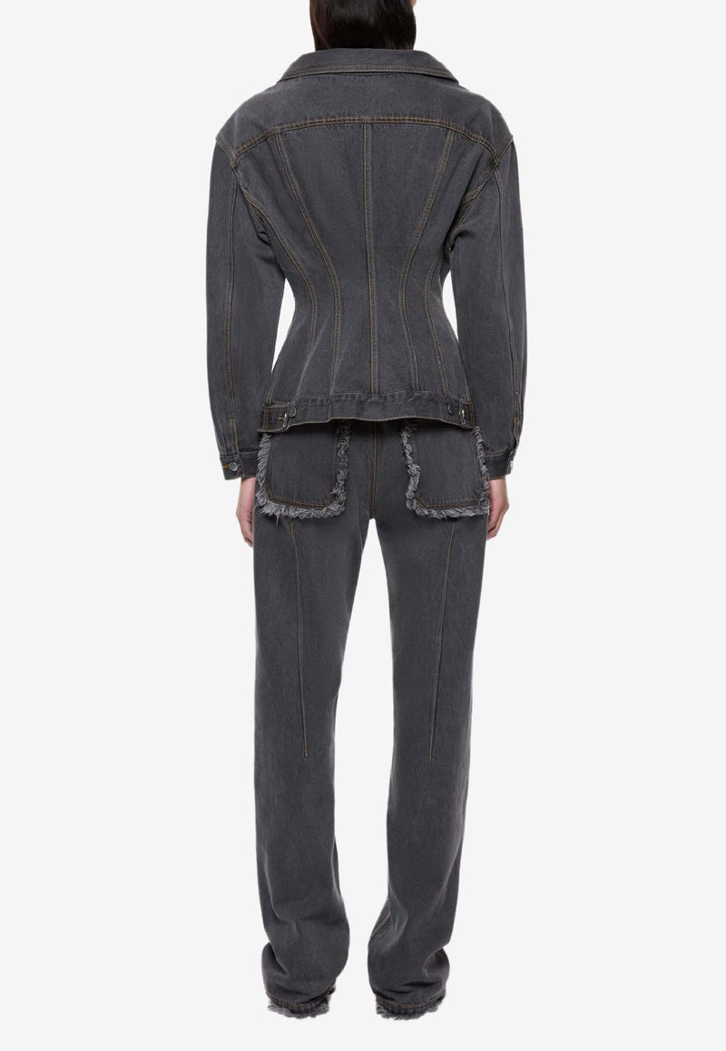 Paris Georgia Jemimah Denim Fitted Jacket Gray JEMDJ001-CHA_CHARCOAL