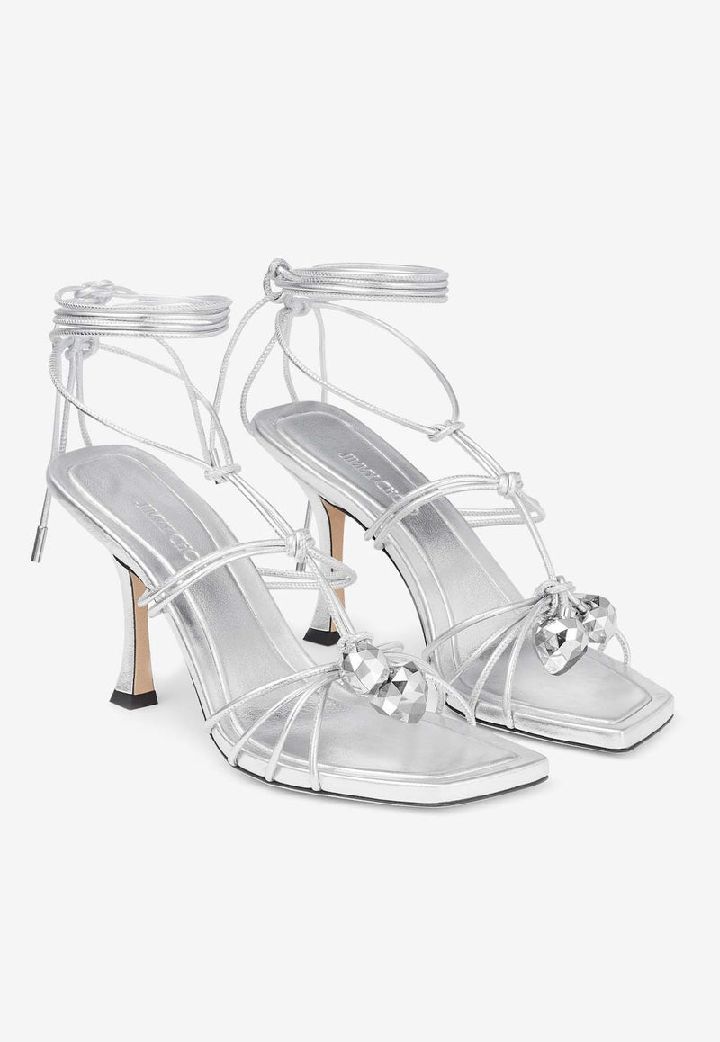 Jimmy Choo Jemma 90 Metallic Nappa Leather Sandals JEMMA 90 MNA SILVER