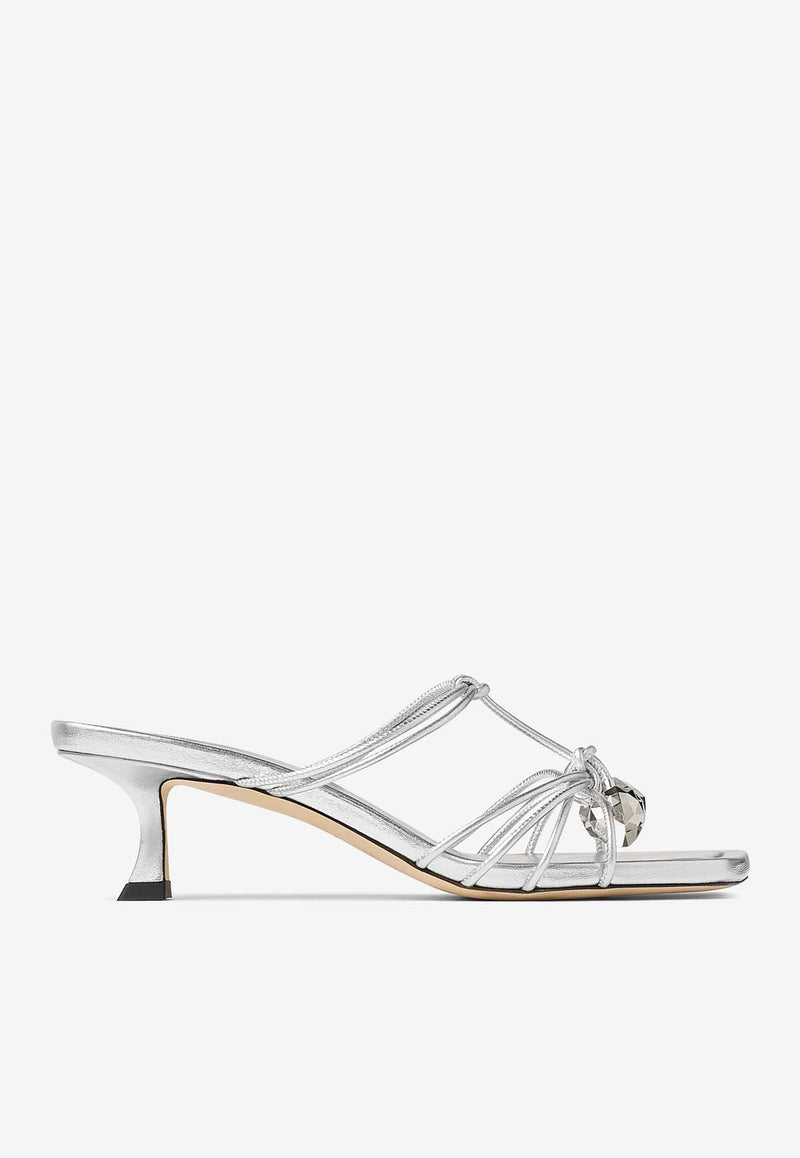 Jimmy Choo Jemma 50 Metallic Nappa Leather Mules JEMMA MULE 50 MNA SILVER