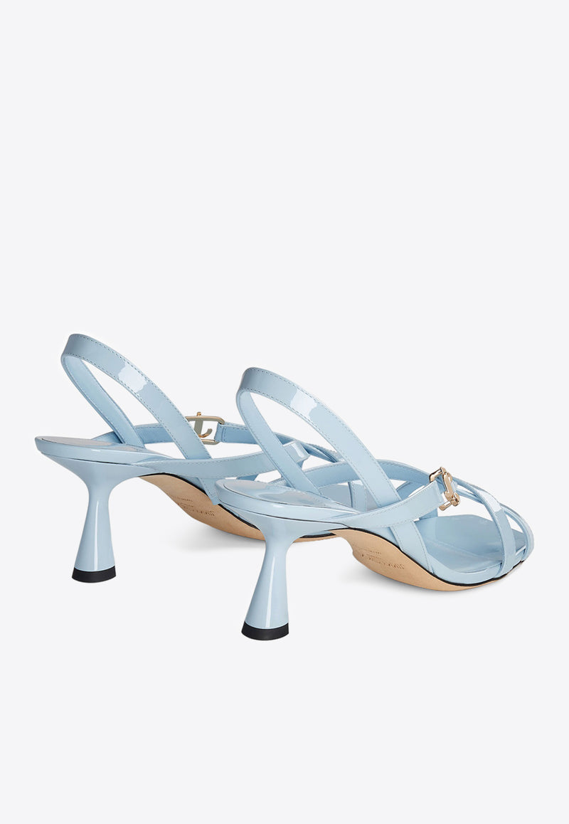 Jimmy Choo Jess 65 Sandals in Patent Leather JESS 65 PAT ICE BLUE