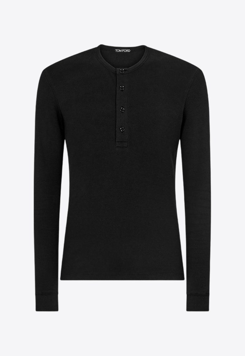 Tom Ford Long-Sleeved Ribbed T-shirt JHL005-JMT003F23 LB999 Black