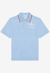 Adidas Originals X Wales Bonner Logo Lettering Polo T-shirt Light Blue JJ2943CO/P_ADIST-GB