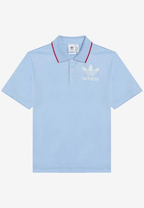 Adidas Originals X Wales Bonner Logo Lettering Polo T-shirt Light Blue JJ2943CO/P_ADIST-GB