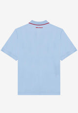 Adidas Originals X Wales Bonner Logo Lettering Polo T-shirt Light Blue JJ2943CO/P_ADIST-GB