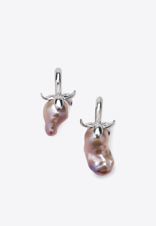Loewe Strawberry-Motif Pearl Earrings JJ39239X01MET/R_LOEW-SR