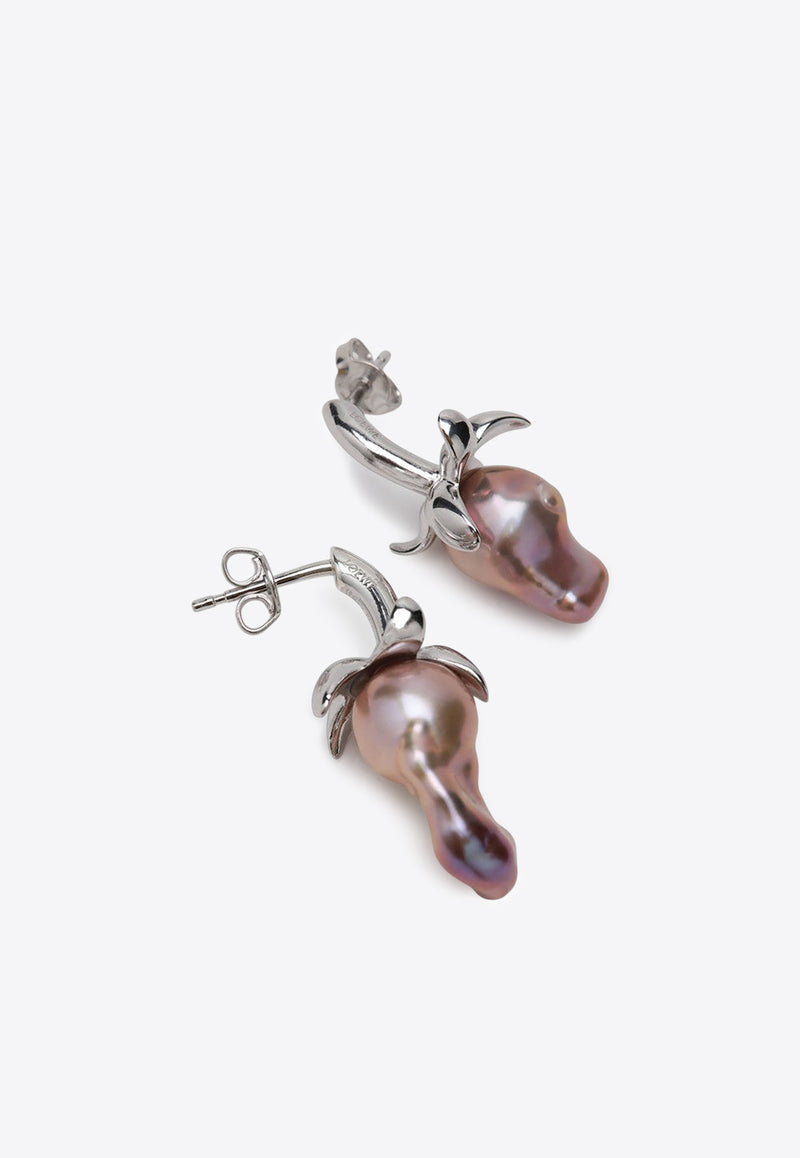 Loewe Strawberry-Motif Pearl Earrings JJ39239X01MET/R_LOEW-SR