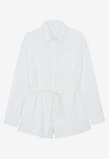 The Frankie Shop Wren Long-Sleeved Denim Playsuit White JJSWRE000WHITE