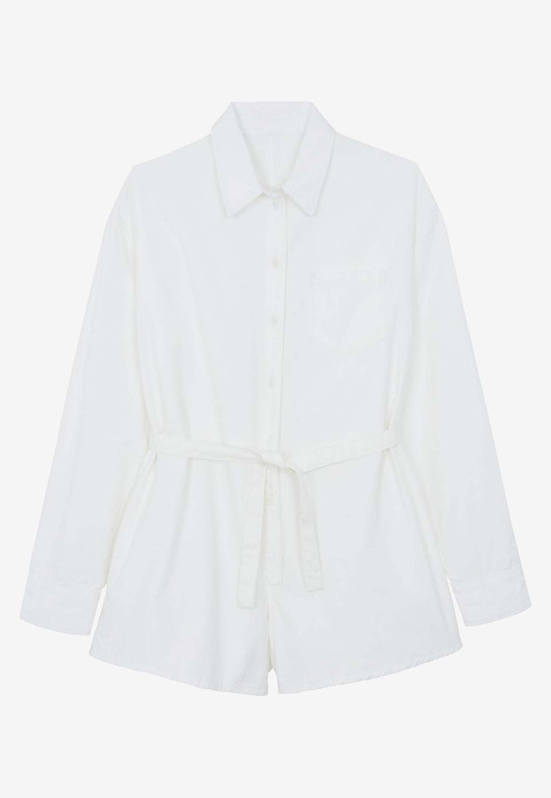 The Frankie Shop Wren Long-Sleeved Denim Playsuit White JJSWRE000WHITE