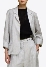 LOVE Binetti Noto Striped Linen Blazer Gray JK 477 Noto_STRIPES