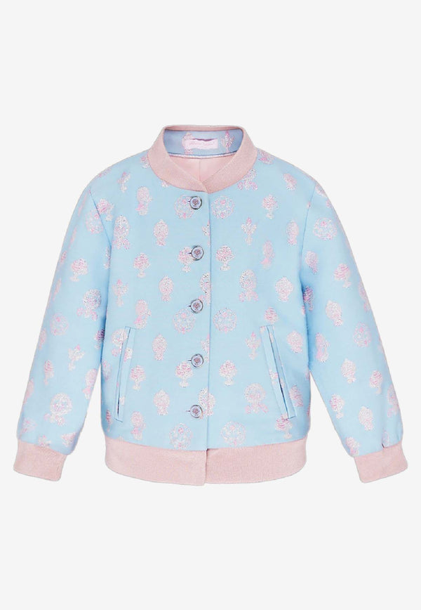 Atelier Choux Girls Crests Bomber Jacket Light Blue JK-JQ-FRTH_BLUE