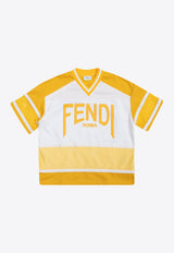 Fendi Boys Logo Lettering V-Neck T-Shirt JMI414YELLOW