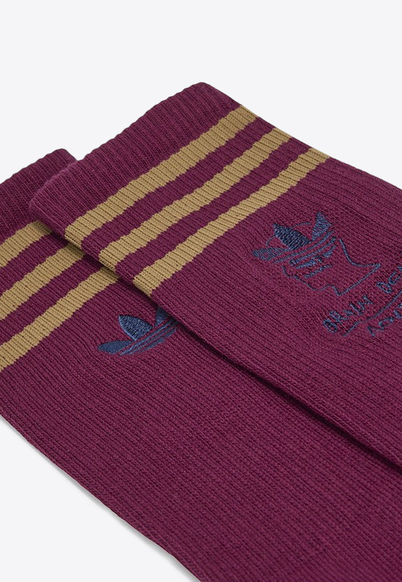 Adidas Originals X Brain Dead Crew-Length Logo Socks Maroon JN2407CO/Q_ADIST-RE