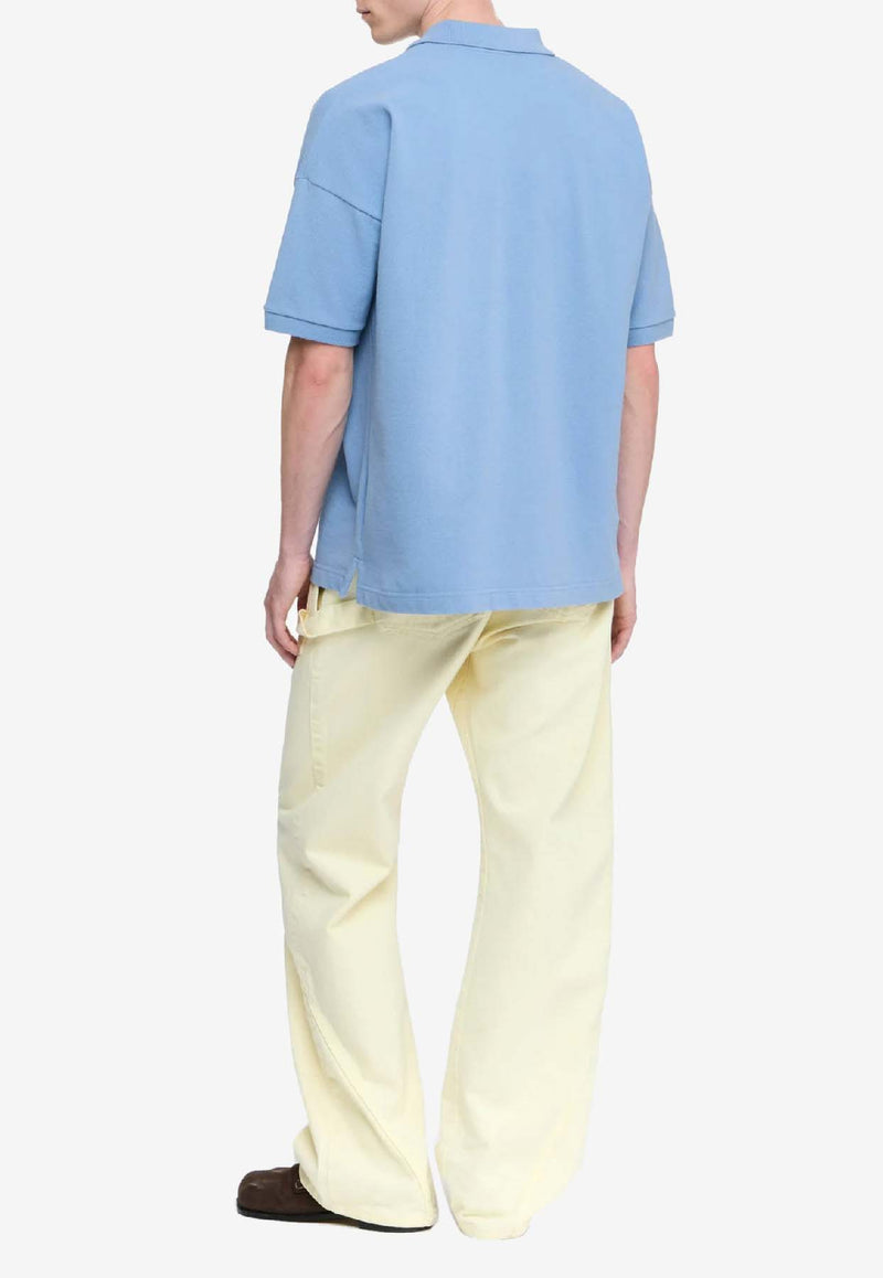 JW Anderson Anchor Embroidered Polo T-shirt Light Blue JO0281_BLUE
