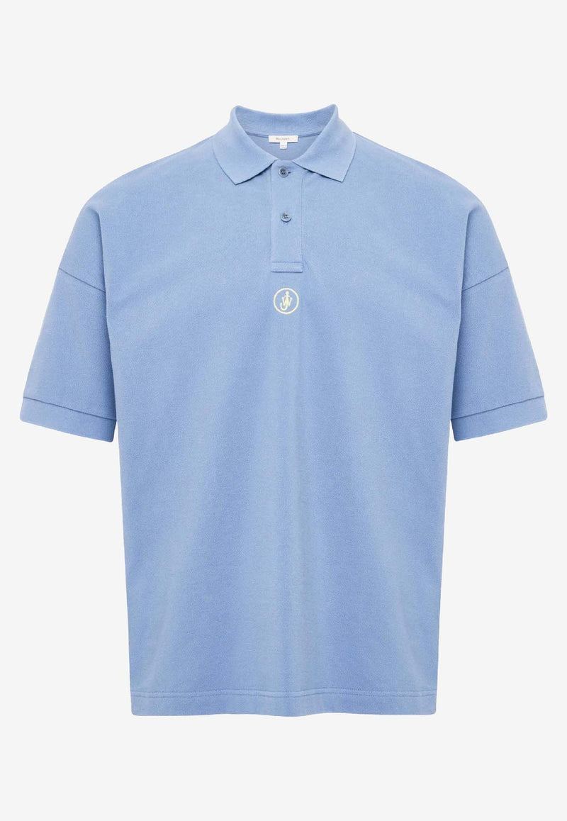 JW Anderson Anchor Embroidered Polo T-shirt Light Blue JO0281_BLUE