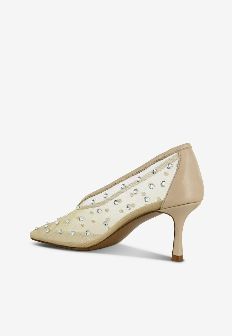 SENSO Jocelyn 70 Crystal Mesh Pumps Cream JOCELYN_WHITE