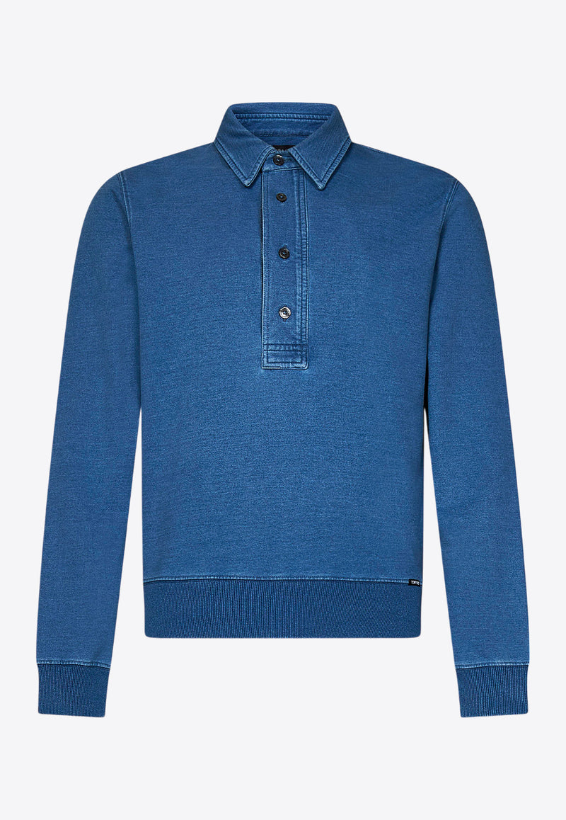 Tom Ford Long-Sleeved Polo T-shirt JPL011-JMC027F24 HB532 Blue