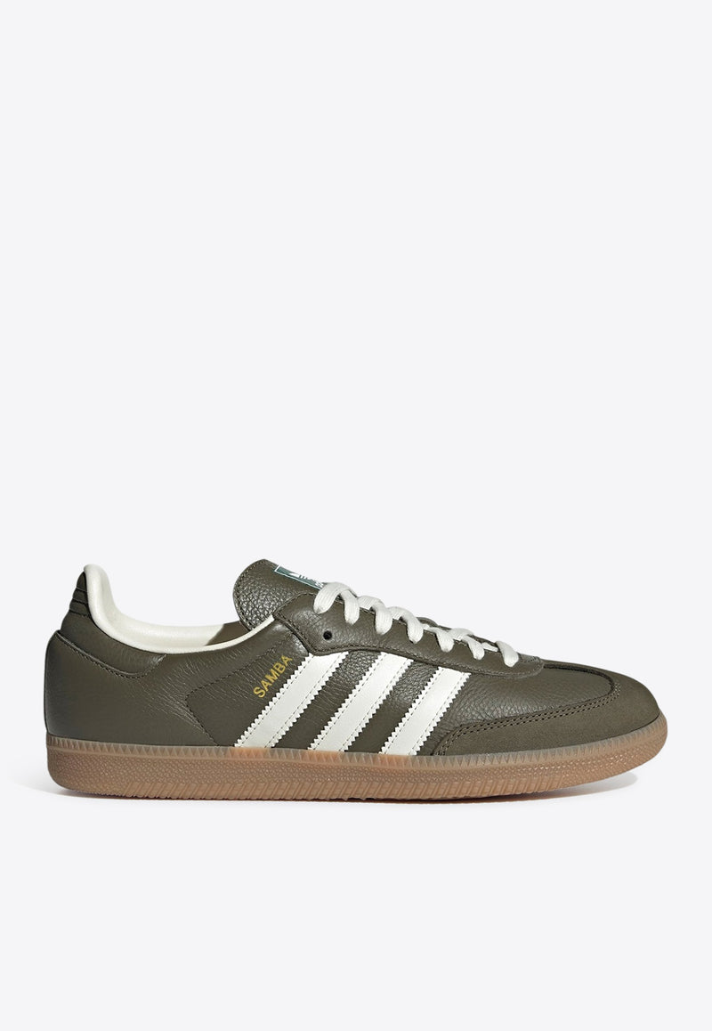 Adidas Originals Samba OG Leather Low-Top Sneakers Khaki JR0890LE/R_ADIDS-MO_604-8